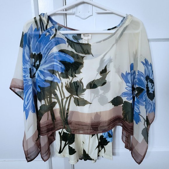 Anthropologie Chiffon Floral Top - Picture 1 of 4
